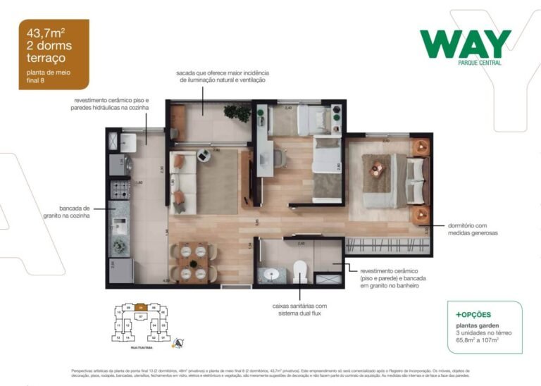 Planta 43m2 - Way Pq Central