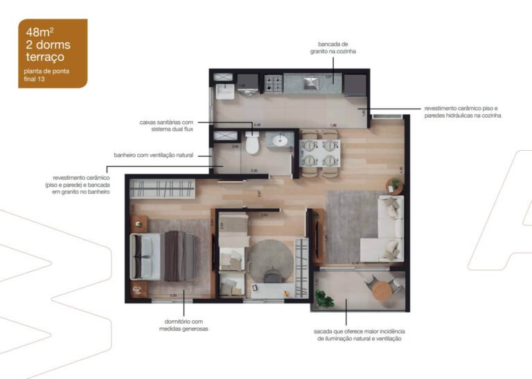 Planta 48m2 - Way Pq Central